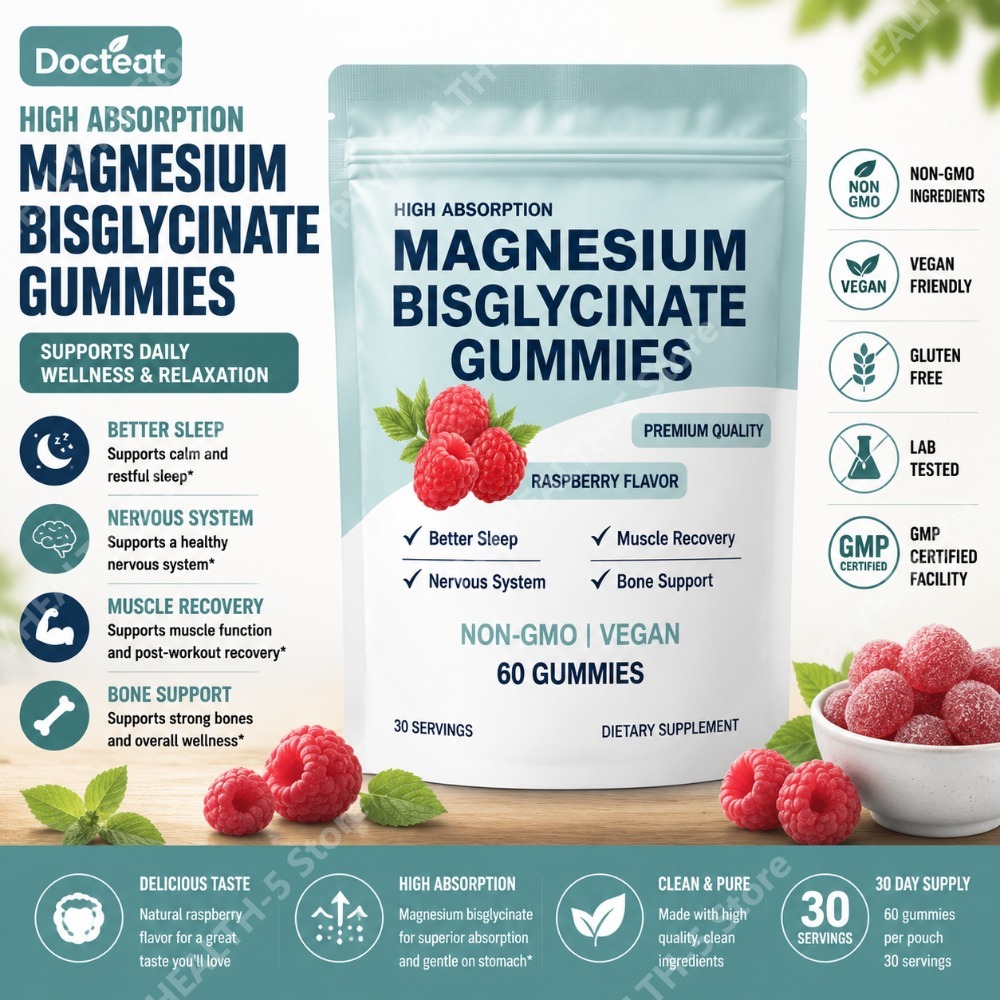 Nutrition & Fitness Station - High Absorption Magnesium Bisglycinate Gummies, Vegan,