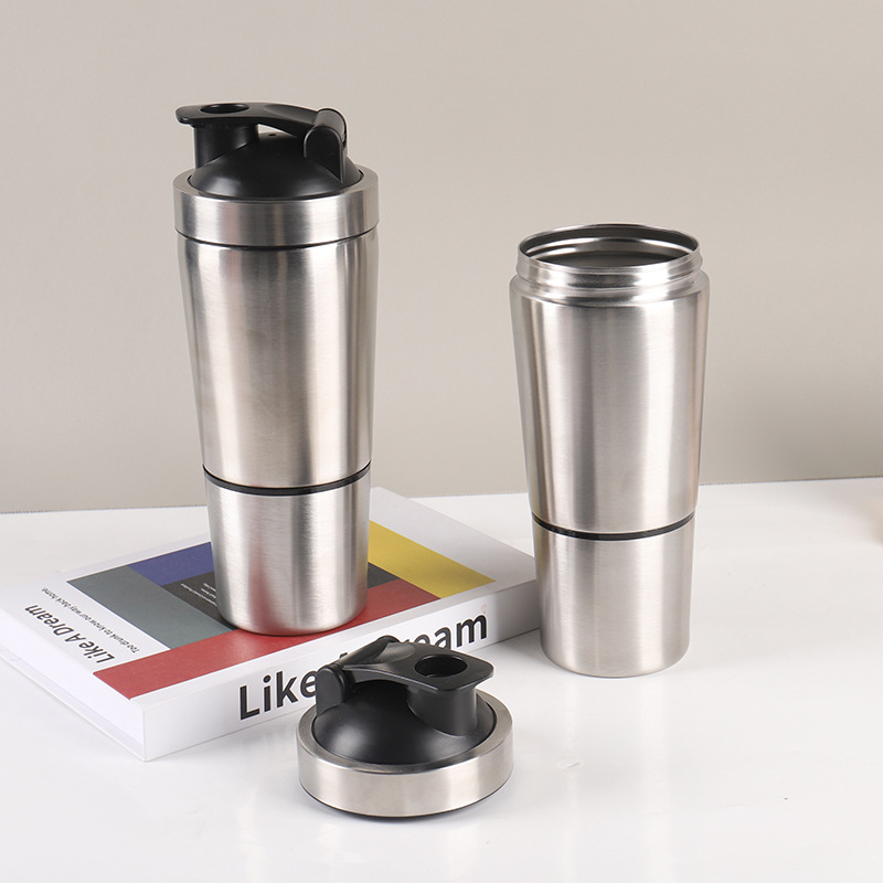 The Nutrition Fitness - Stainless Steel Protein Shaker Cup Portable